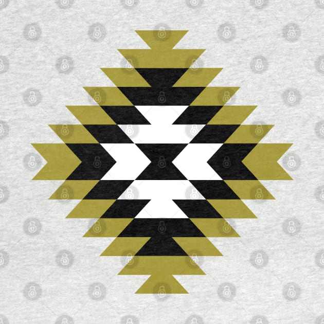 Aztec Stylized Symbol Black Whiet Gold by NataliePaskell